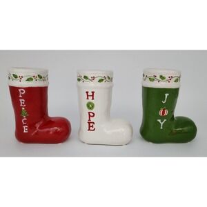 Sally Eckman Roberts Christmas Stocking‎ Votive Candle Holders Set of 3 Holiday